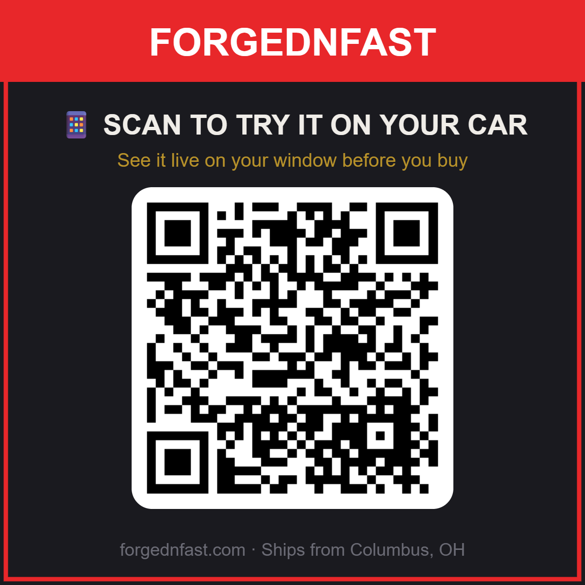 Scan to try this decal on your car before you buy — Forged N Fast AR Try-On