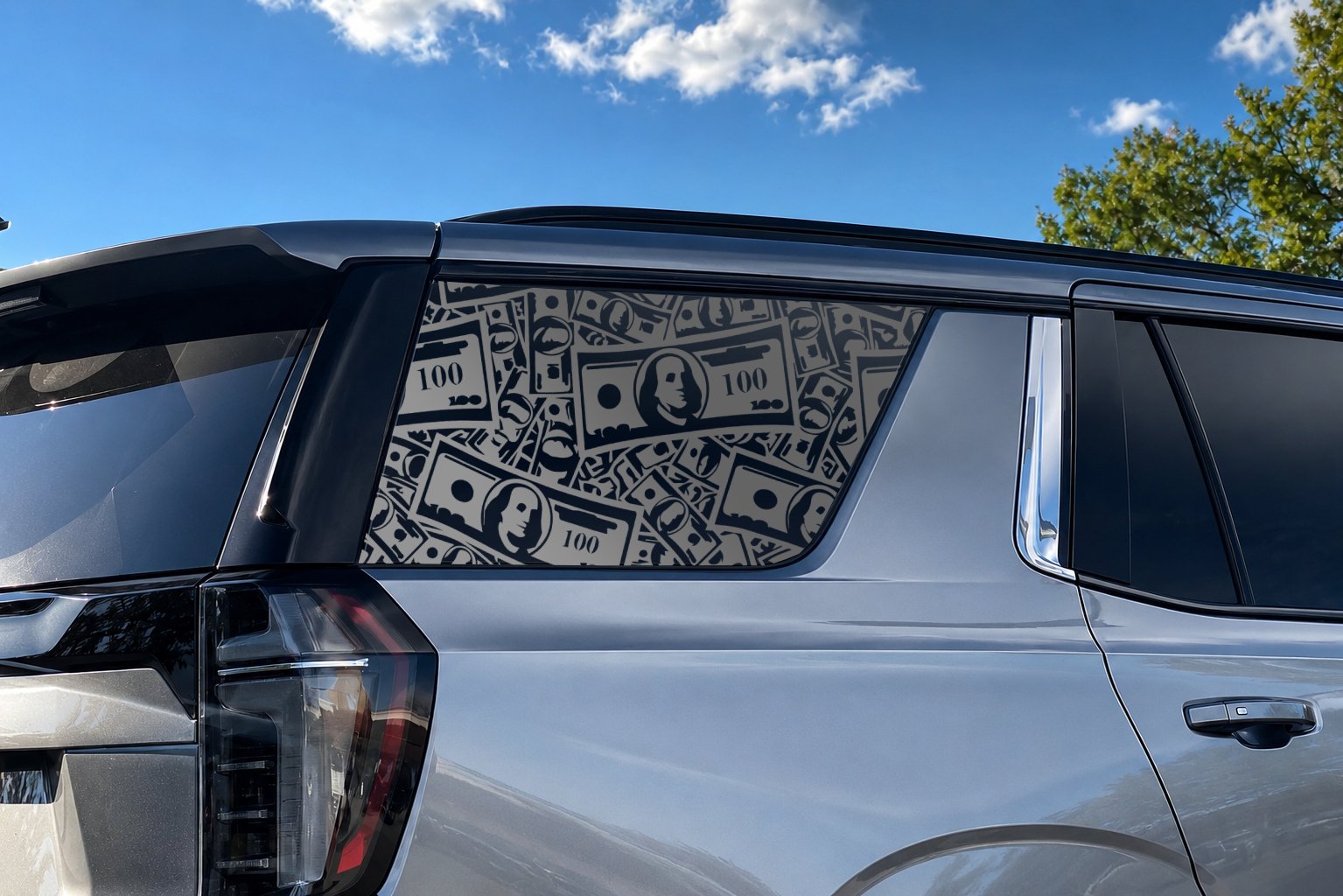 Hundred Dollar Full Window Decal — Full Car Window Money Graphic, Die-Cut Oracal 651 Vinyl, Weatherproof Rear Window Sticker - Image 5