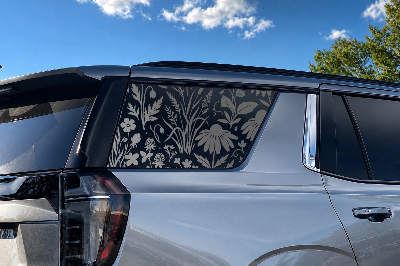 Wildflower Full Window Decal — Die cut oracal 651 vinyl | Car Window Sticker