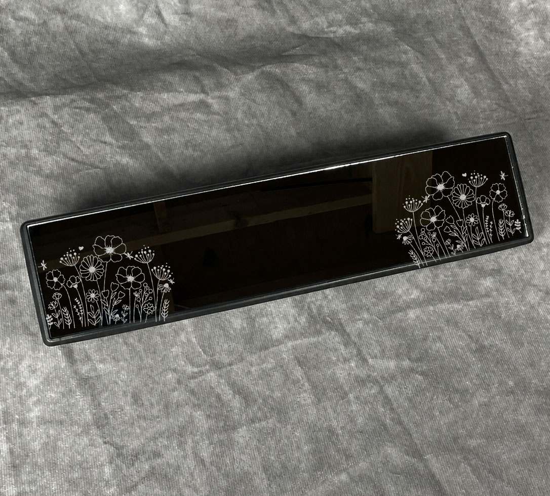 Wildflower Laser-Engraved Car Rearview Mirror — Universal Fit Floral Design