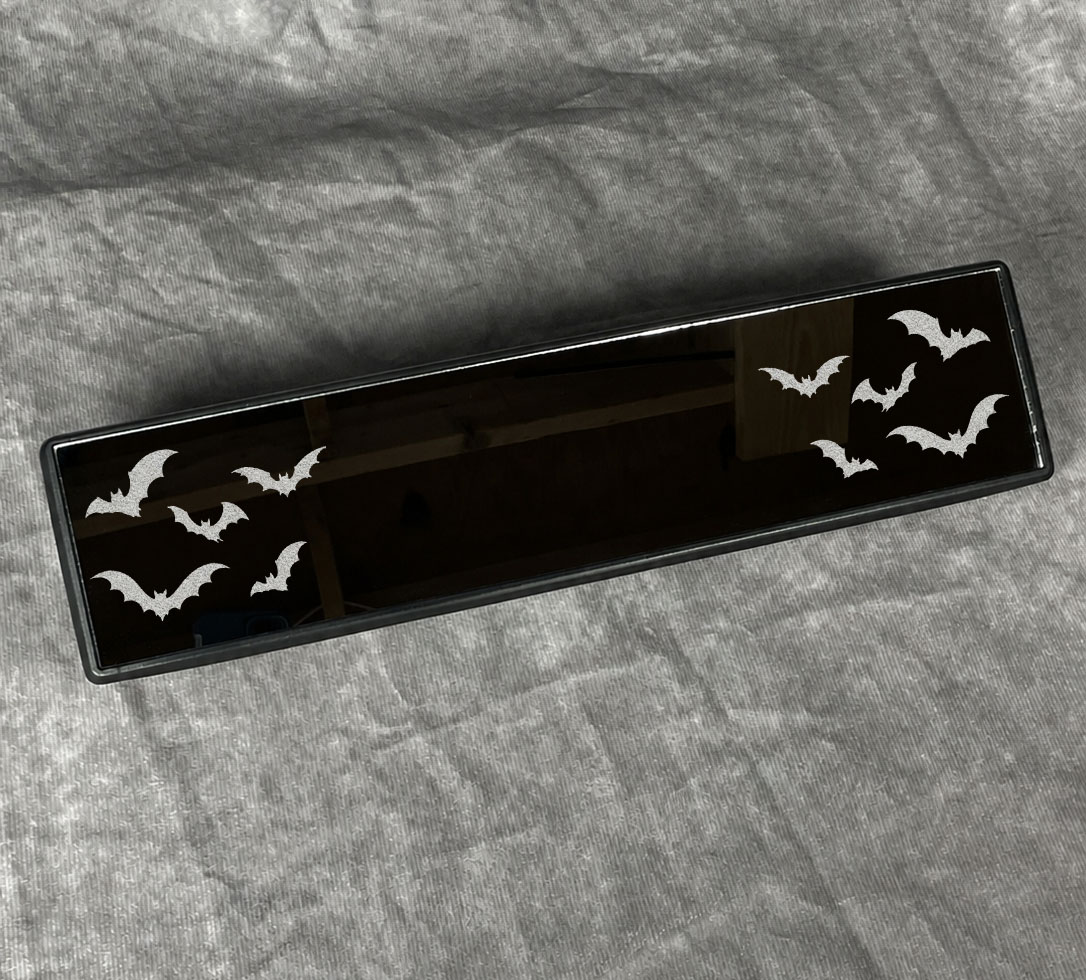 Engraved Rearview Mirror Bat Design — Custom Extended Mirror