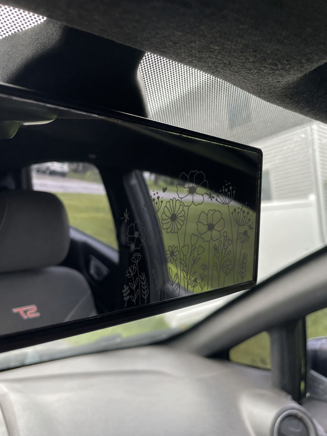 Wildflower Laser-Engraved Car Rearview Mirror — Universal Fit Floral Design - Image 4