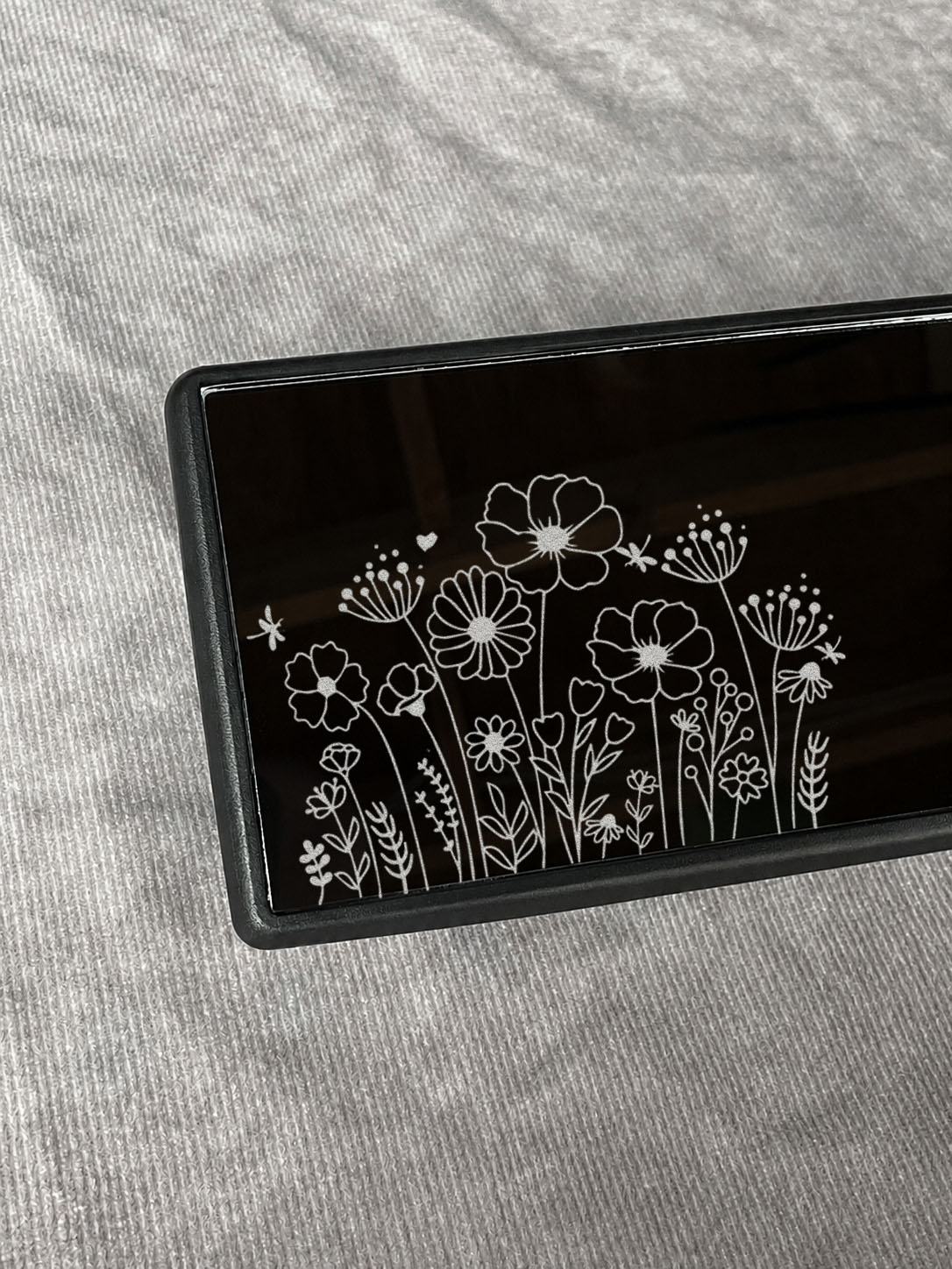 Wildflower Laser-Engraved Car Rearview Mirror — Universal Fit Floral Design - Image 3