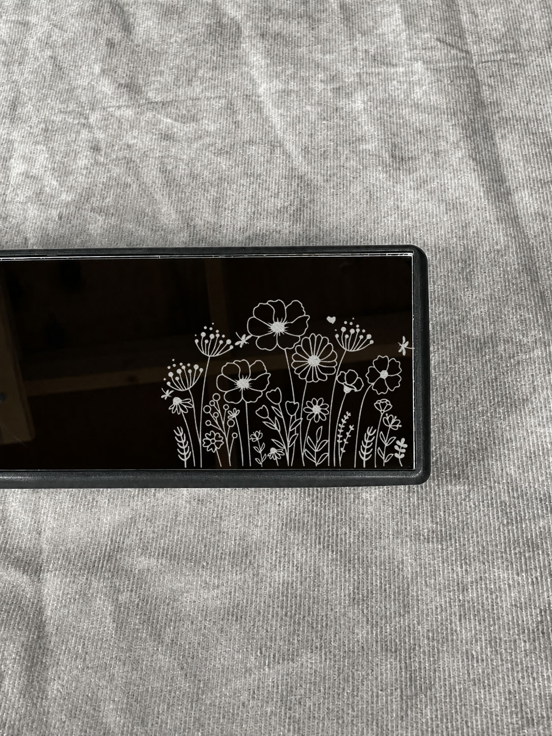 Wildflower Laser-Engraved Car Rearview Mirror — Universal Fit Floral Design - Image 2