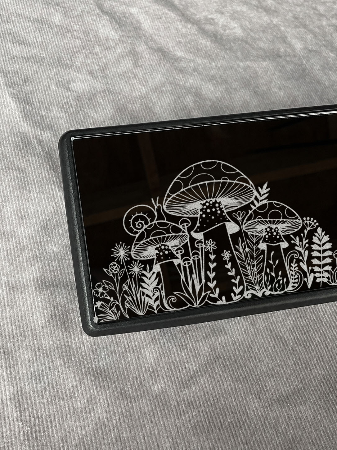 Mushroom Forest Laser-Engraved Car Rearview Mirror – Woodland Automotive Decor - Image 3