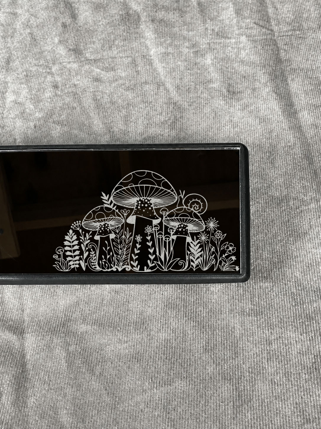 Mushroom Forest Laser-Engraved Car Rearview Mirror – Woodland Automotive Decor - Image 2
