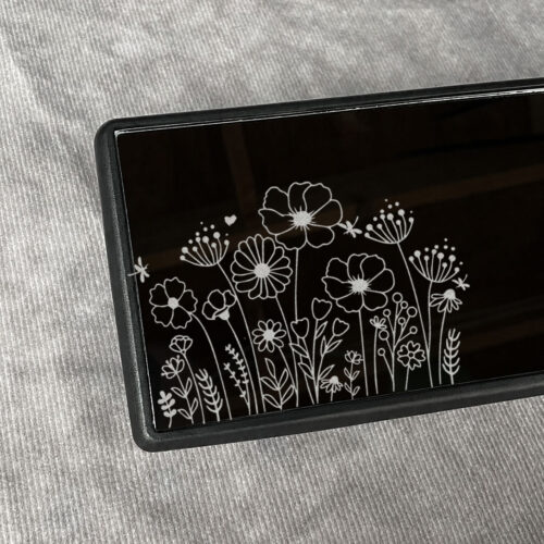 Wildflower Laser-Engraved Car Rearview Mirror — Universal Fit Floral Design